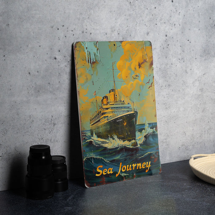 a painting of a ship in the ocean