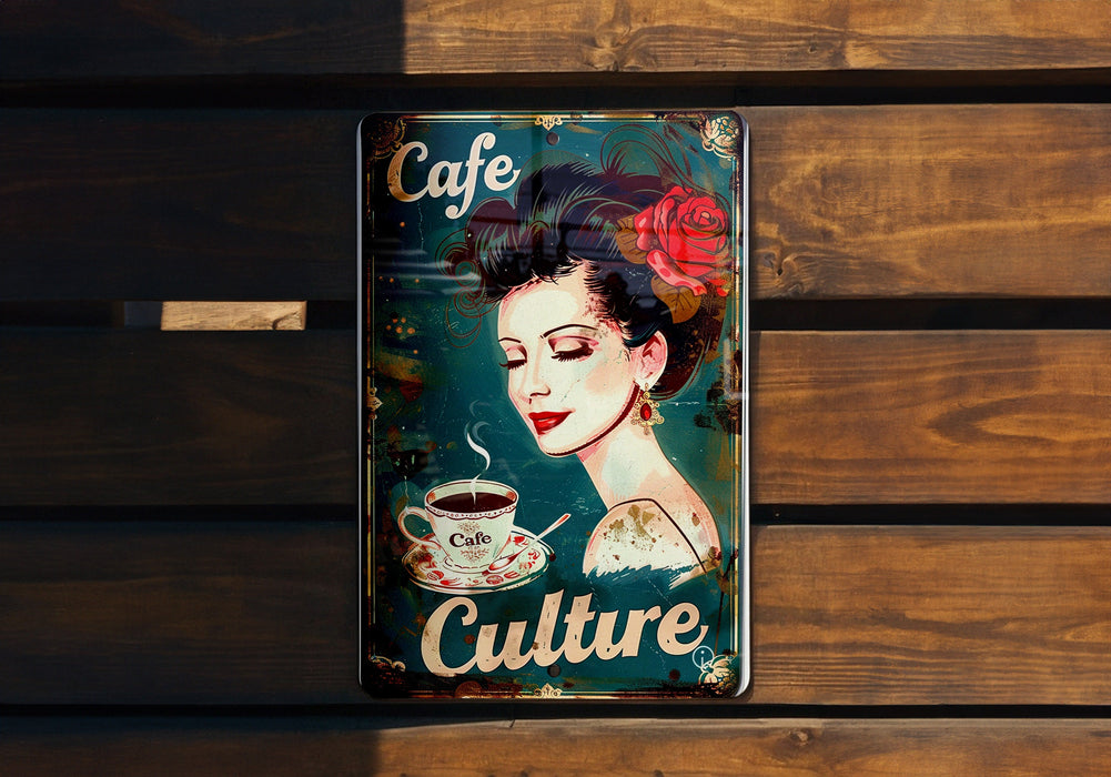 a picture of a woman holding a cup of coffee