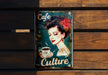 a picture of a woman holding a cup of coffee