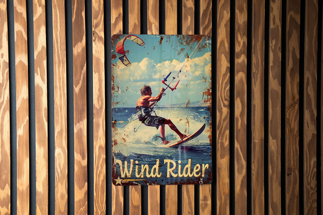a picture of a man on a surfboard on a wall