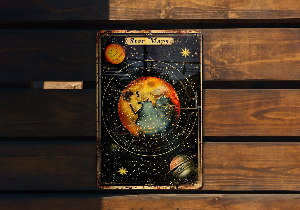 a picture of a solar system on a bench