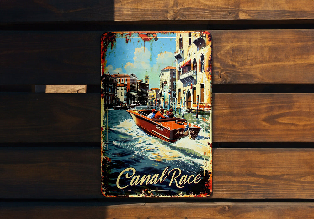 a picture of a boat traveling down a canal