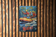 a sign on a wooden wall that says white water raft