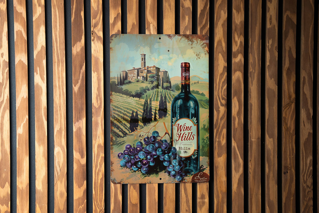 a painting of a bottle of wine on a wooden wall