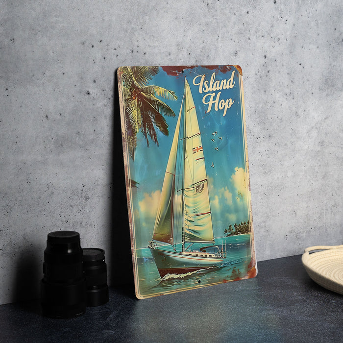 a picture of a sailboat on a table