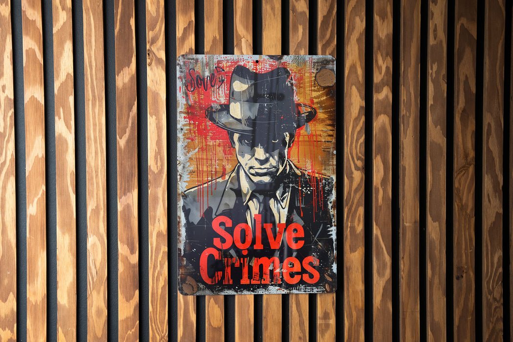 a picture of a man with a hat on a wooden wall
