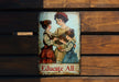 a sign on a wooden wall that says, education all