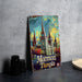 a painting of a castle with a clock tower