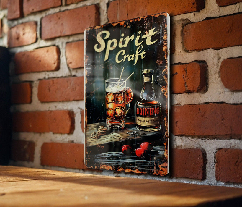 a sign on a brick wall that says spirit craft