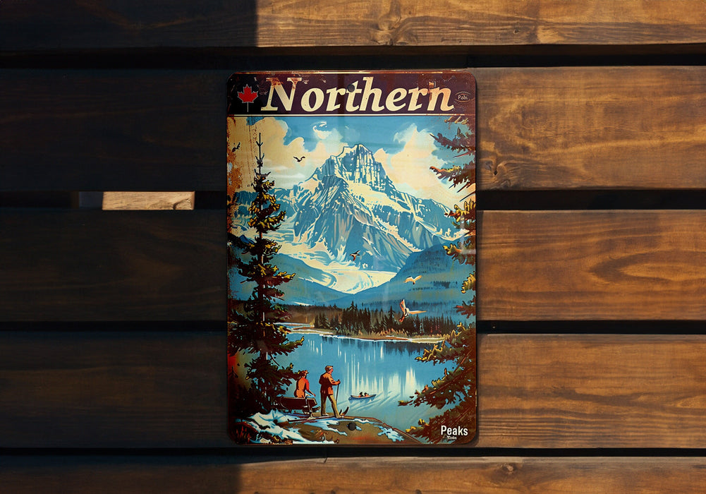 a wooden bench with a painting on it
