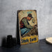 a picture of a man sitting on a table