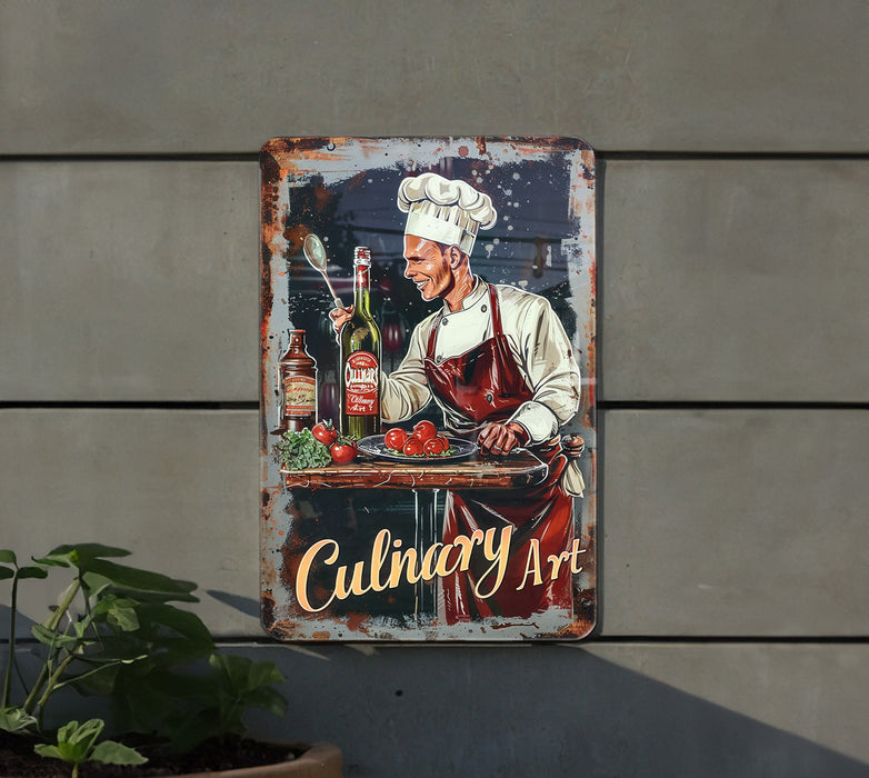 a sign that says culinary art on a wall