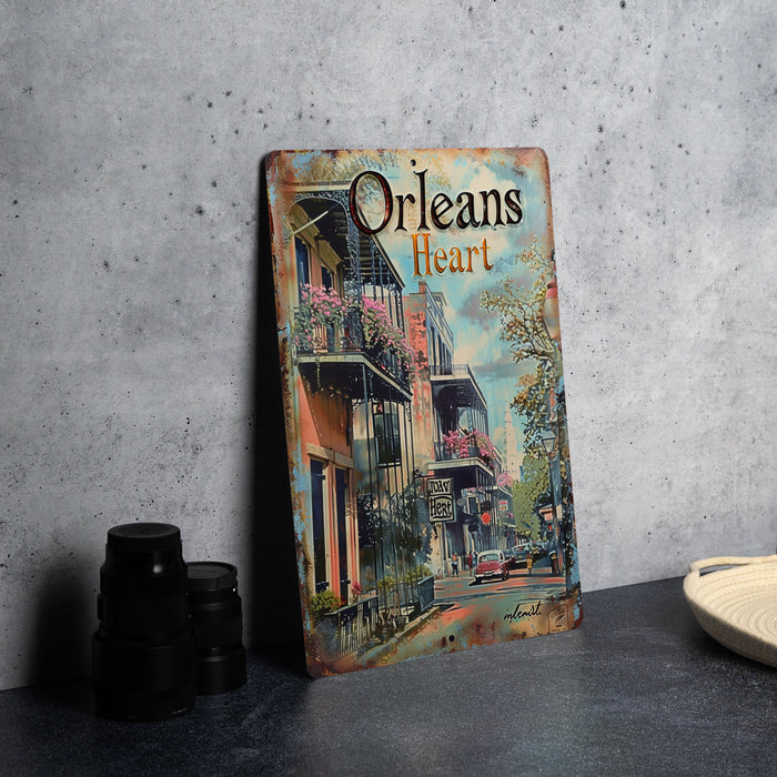 a picture of a sign that says orleans heart