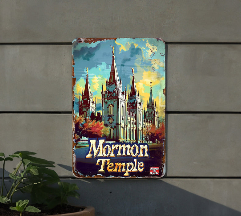 a sign on a wall that says mormon temple