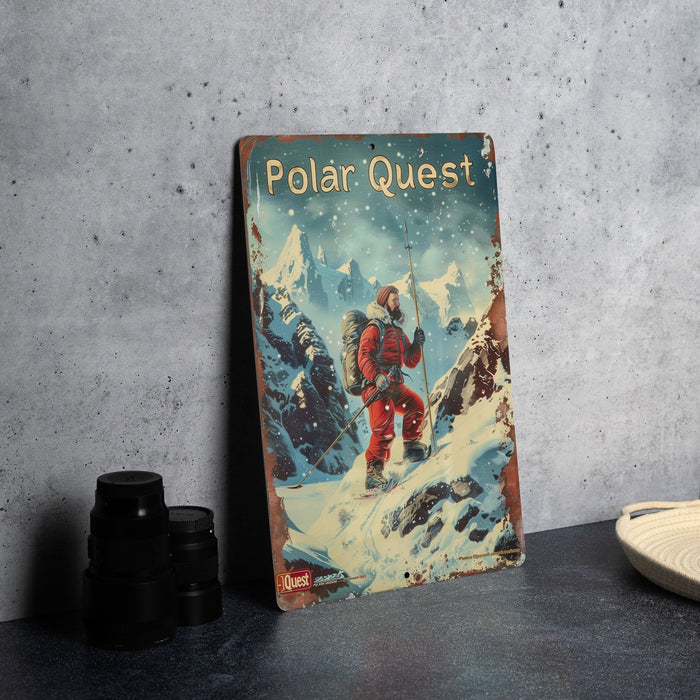 a polar quest book sitting on top of a table