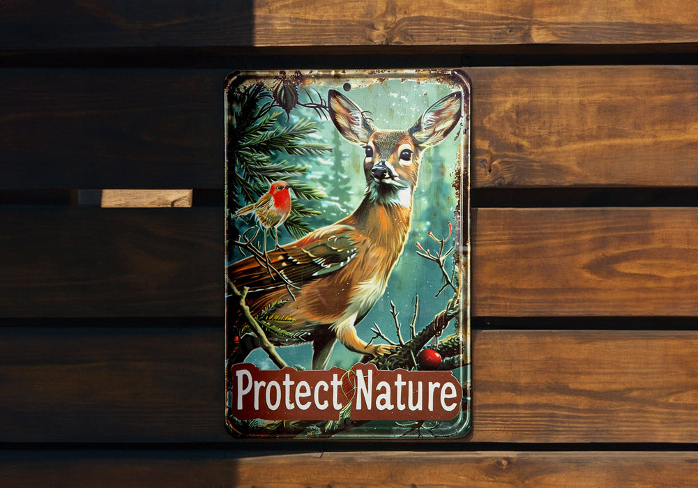 a picture of a deer on a wooden bench