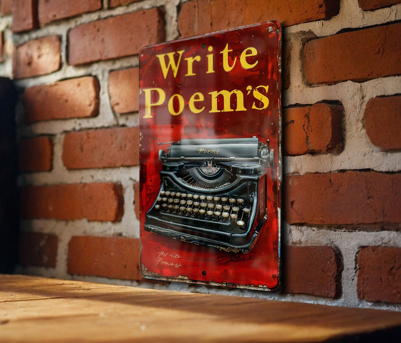 an old fashioned typewriter is mounted on a brick wall