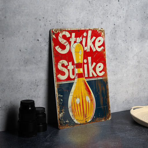 a picture of a strike strike sign on a table