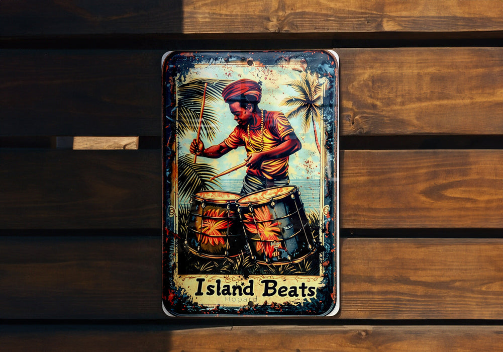 a tin can with a picture of a drummer on it