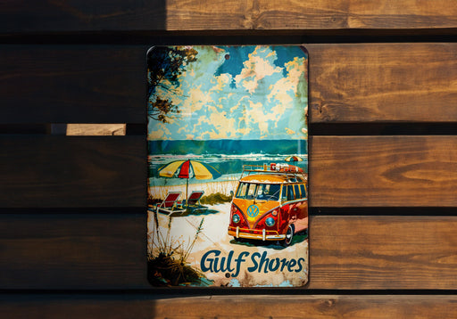 a picture of a bus on a wooden bench
