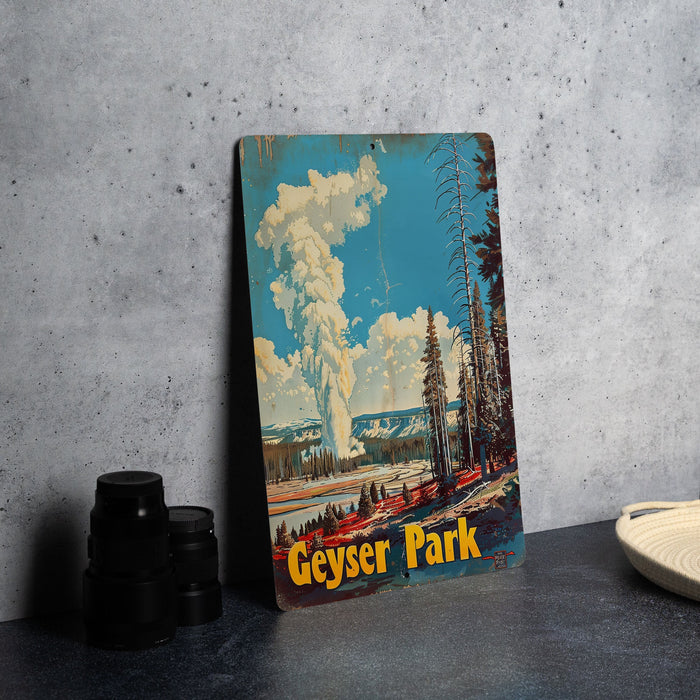 a picture of a geyser park on a table