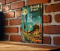 a picture of desert stars on a brick wall