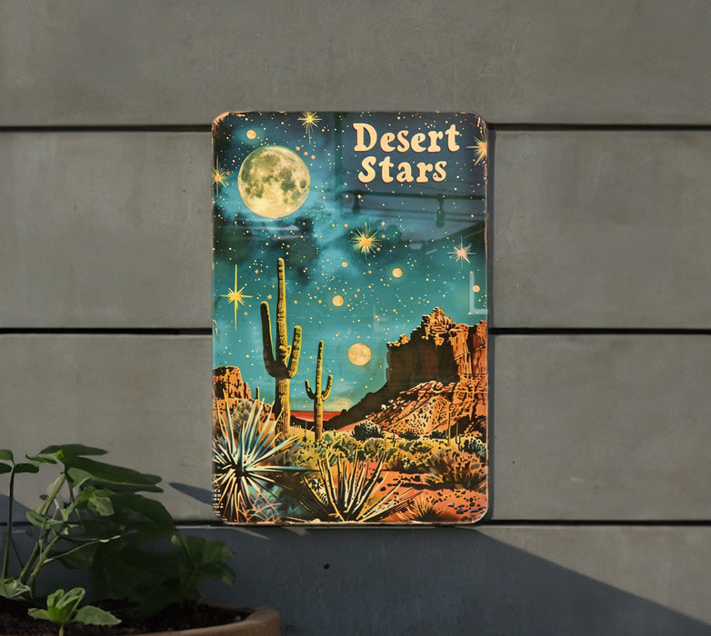 a desert stars book sitting on top of a wall