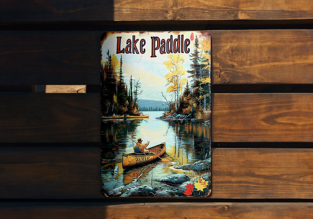 a picture of a man in a canoe on a lake