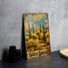 a painting of a desert scene with a house in the background