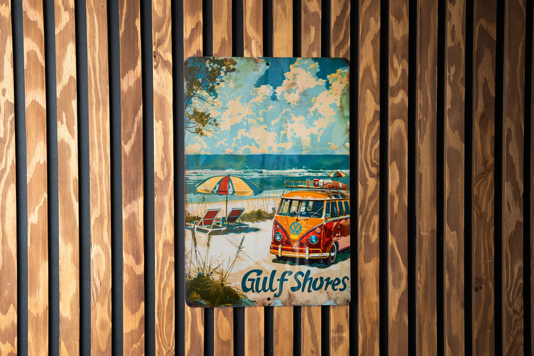 a painting of a van on a wooden wall