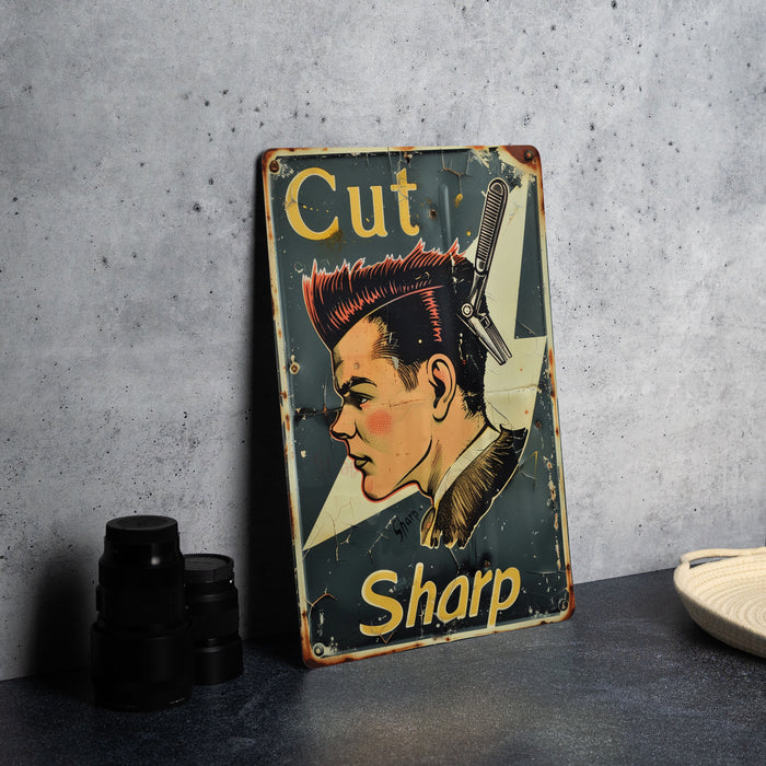 a picture of a man with a knife in his hair