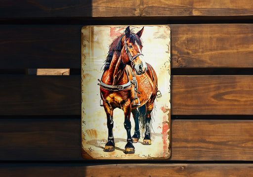 a picture of a horse on a wooden wall