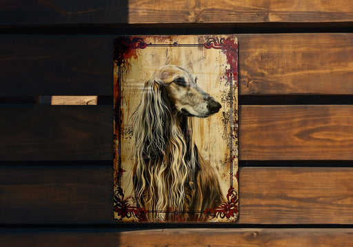 a painting of a dog on a wooden wall