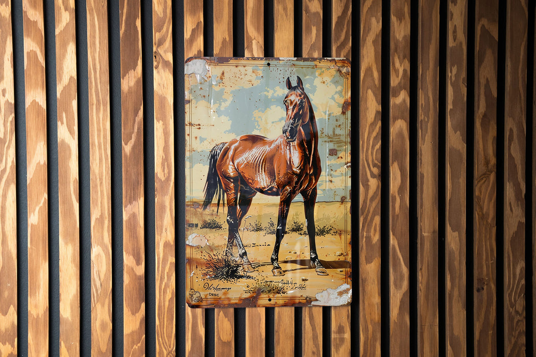 a picture of a horse on a wooden wall