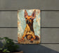 a painting of a dog on a wall