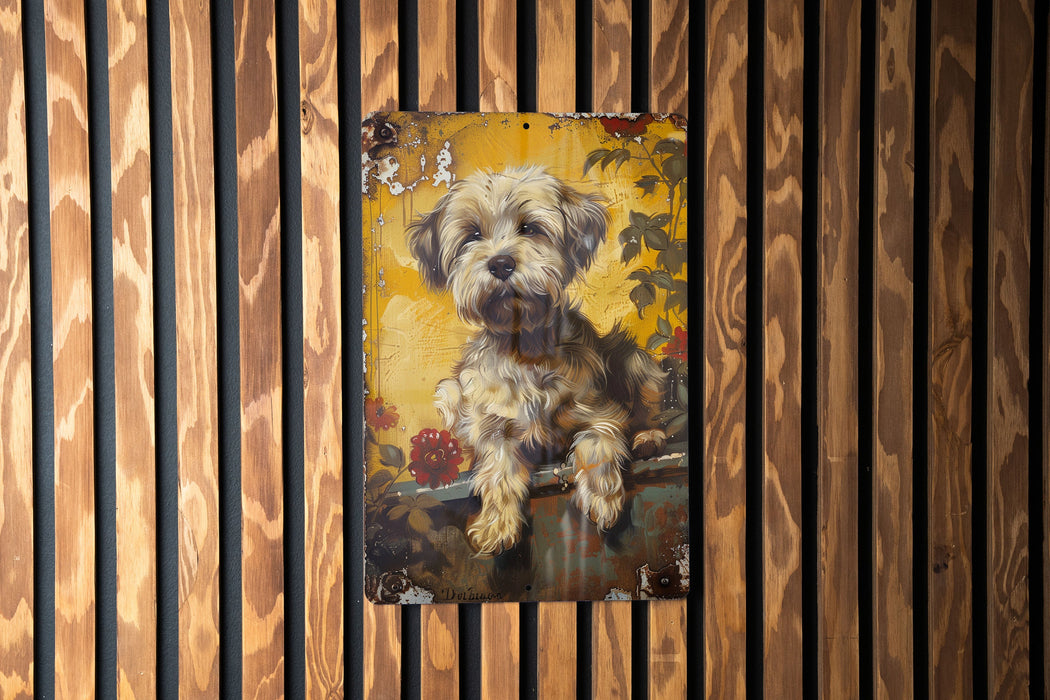 a painting of a dog on a wooden wall