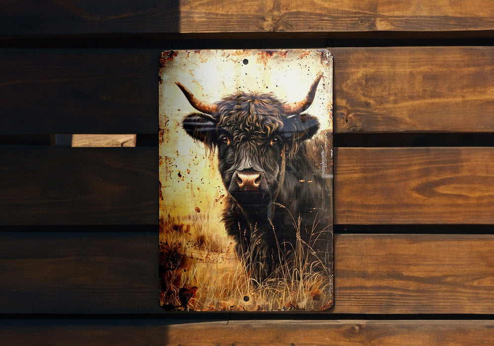 a picture of a bull on a wooden wall
