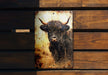 a picture of a bull on a wooden wall