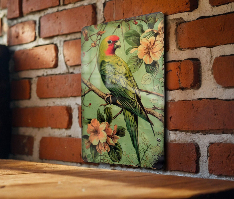 a painting of a bird on a brick wall