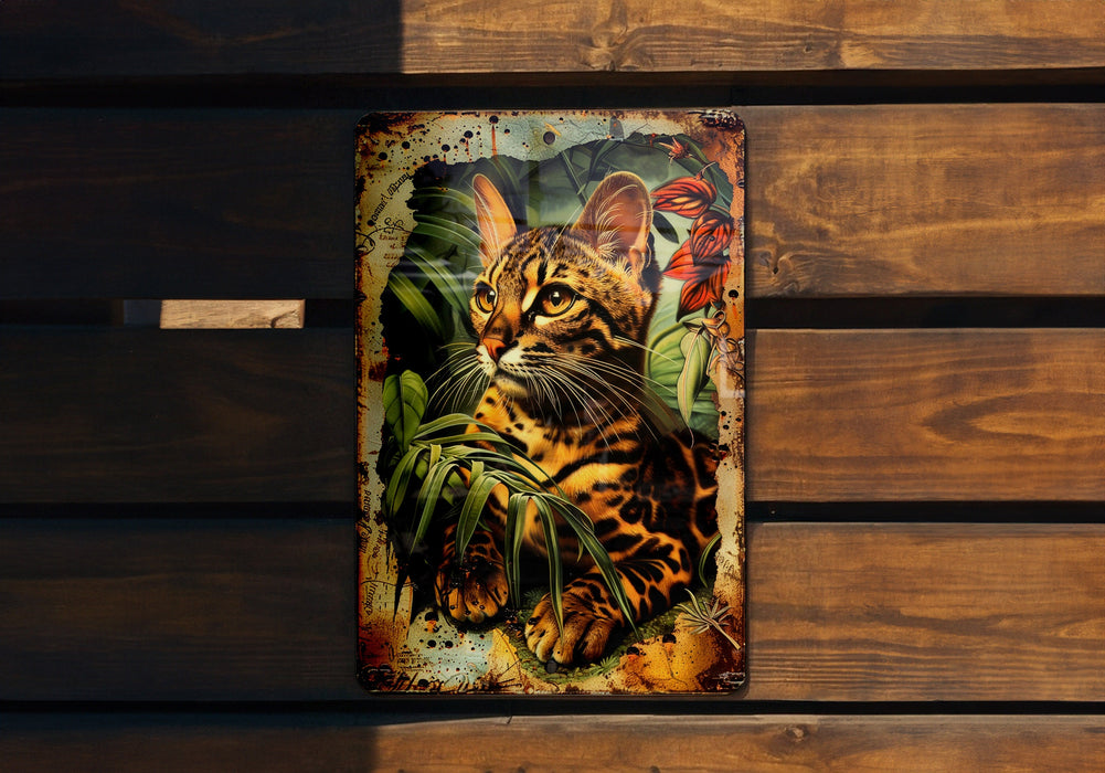 a picture of a cat sitting on a wooden bench
