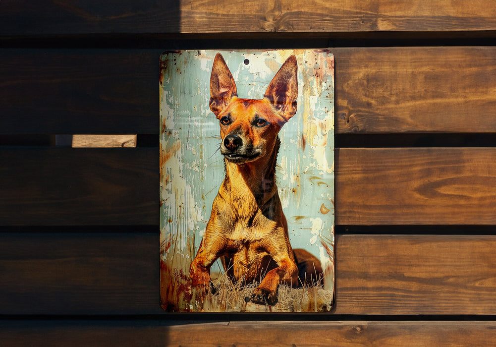 a painting of a dog on a wooden wall