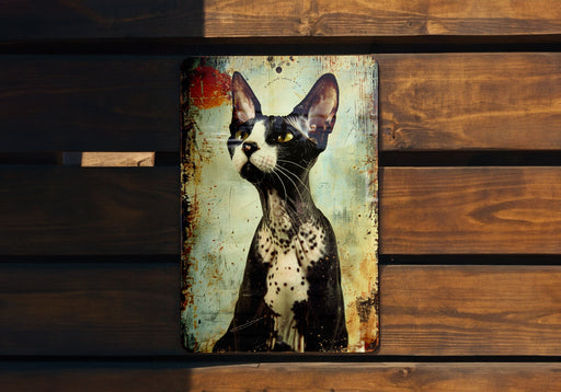 a black and white cat sitting on top of a wooden bench
