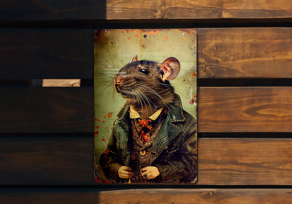 a picture of a rat wearing a leather jacket