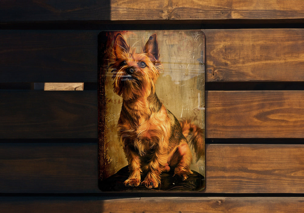 a painting of a dog on a wooden wall