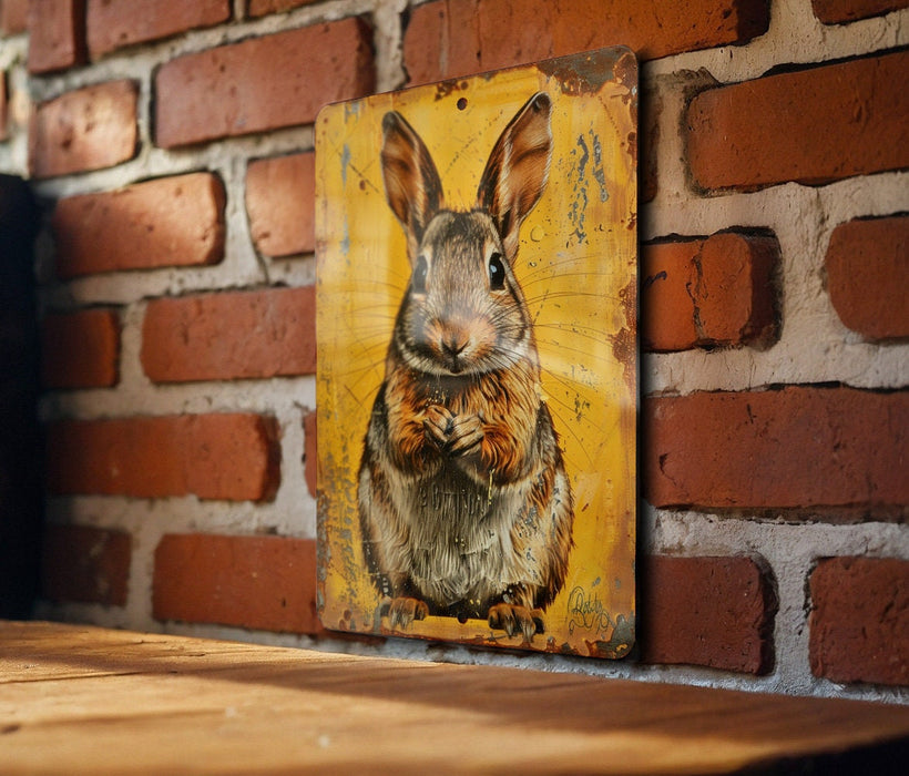 a picture of a rabbit on a brick wall