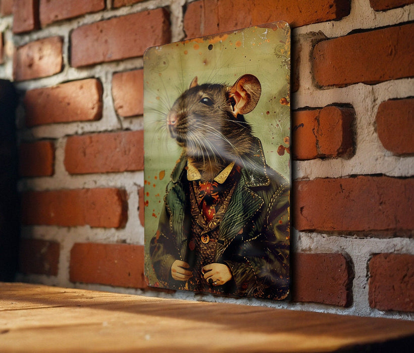 a picture of a rat on a brick wall