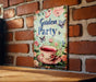 a picture of a sign on a brick wall