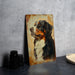 a picture of a dog is on a table