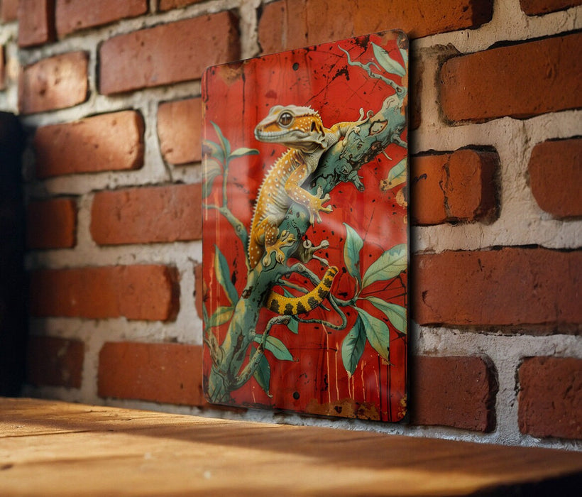 a painting of a lizard on a brick wall