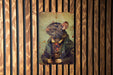 a picture of a rat hanging on a wall